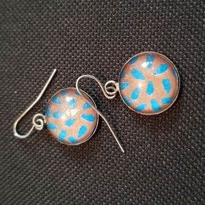 Vintage handmade blue gold earings
